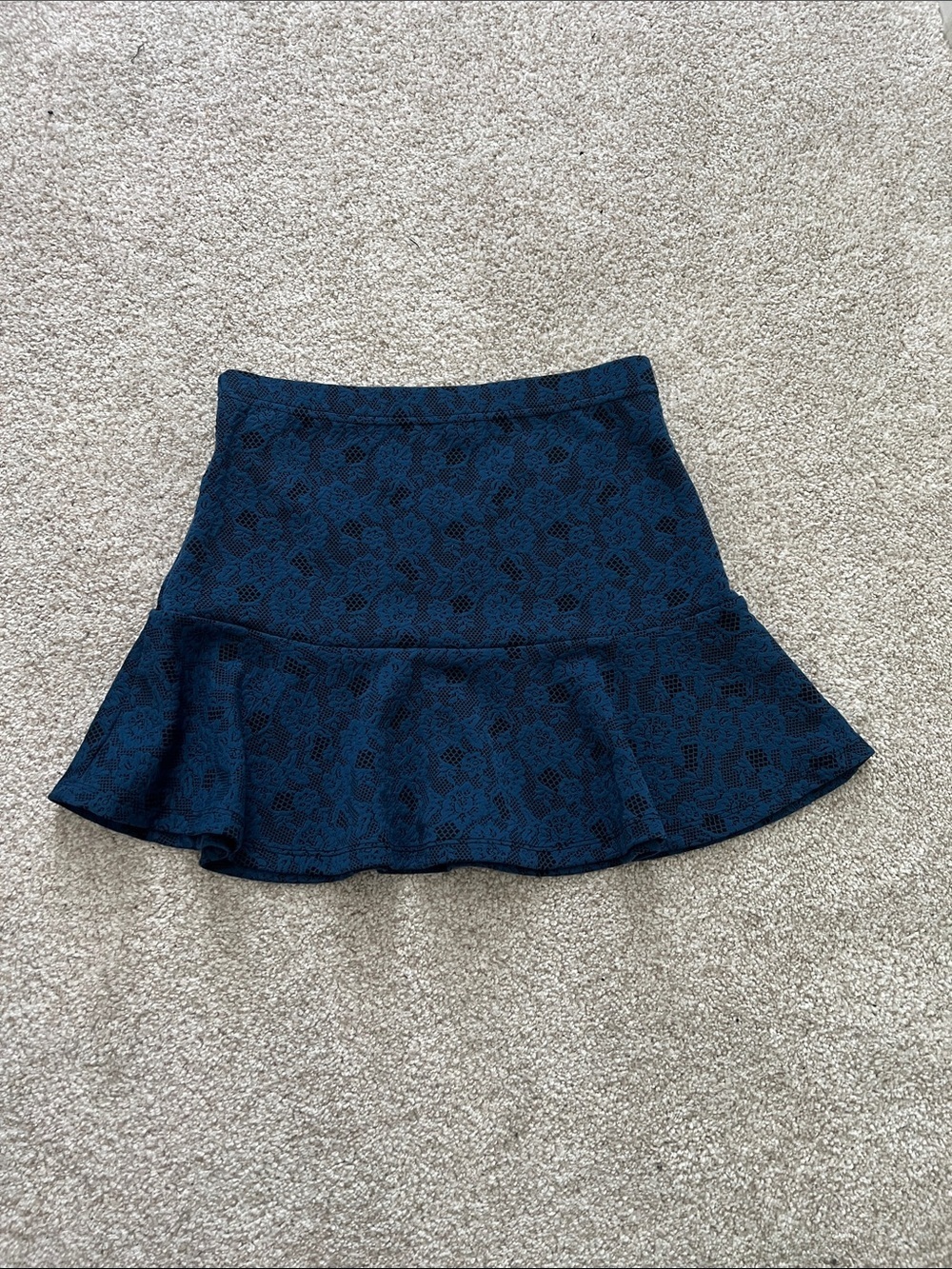 Forever 21 Dark Blue Floral Ruffle Skater Skirt